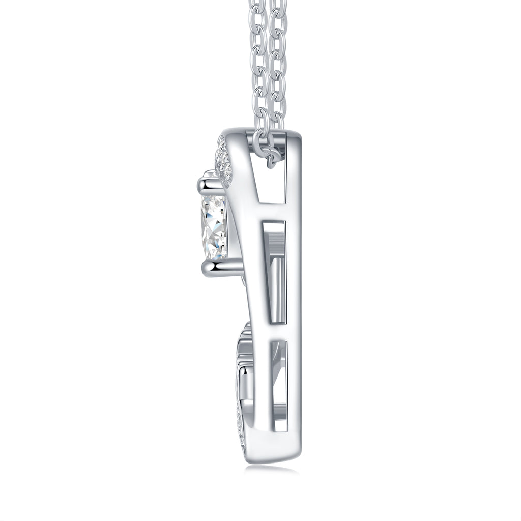 1 Carat Silver Necklace Pendant Set With Top Grade Moissanite, Made Of S925 Silver Plated Platinum.