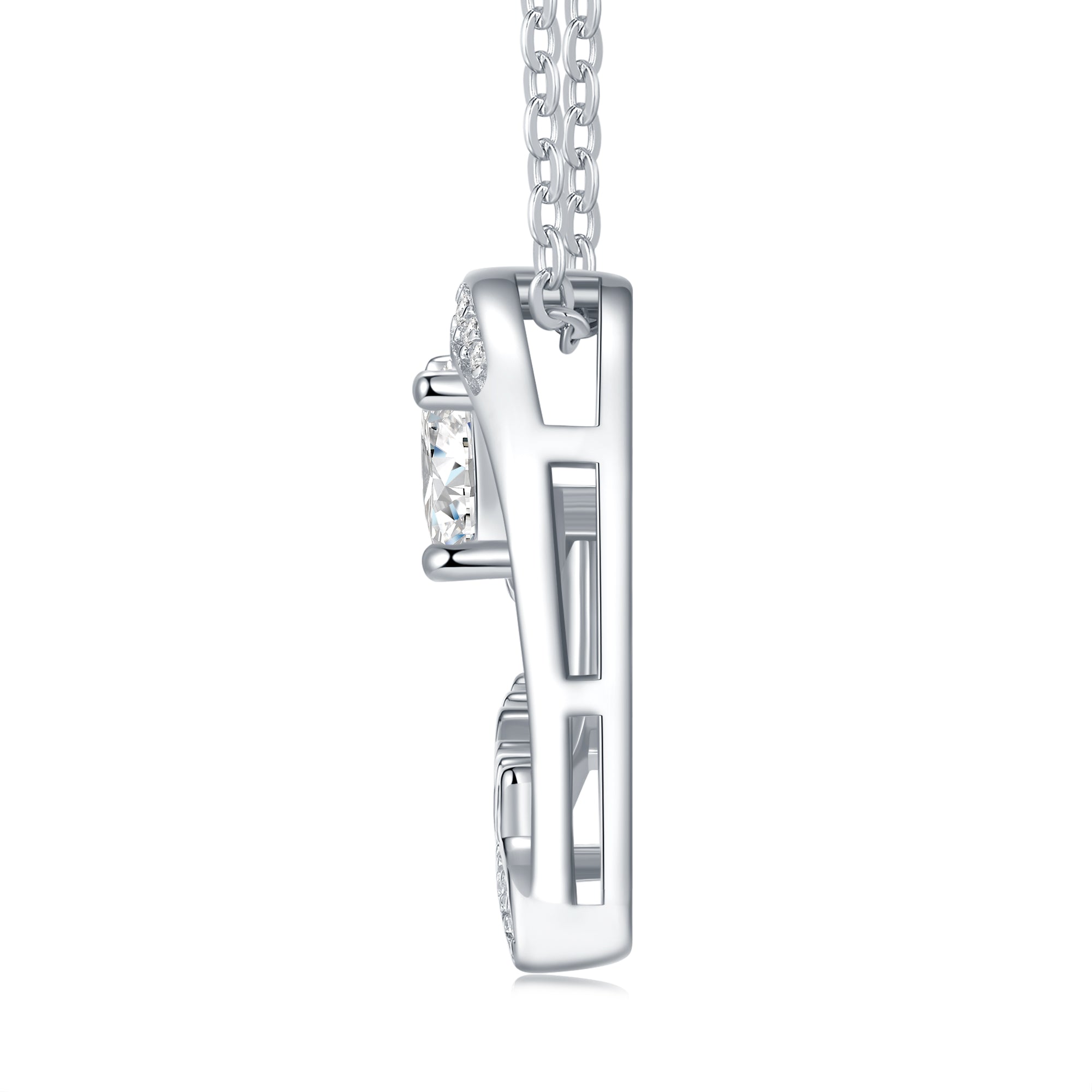 1 Carat Silver Necklace Pendant Set With Top Grade Moissanite, Made Of S925 Silver Plated Platinum.