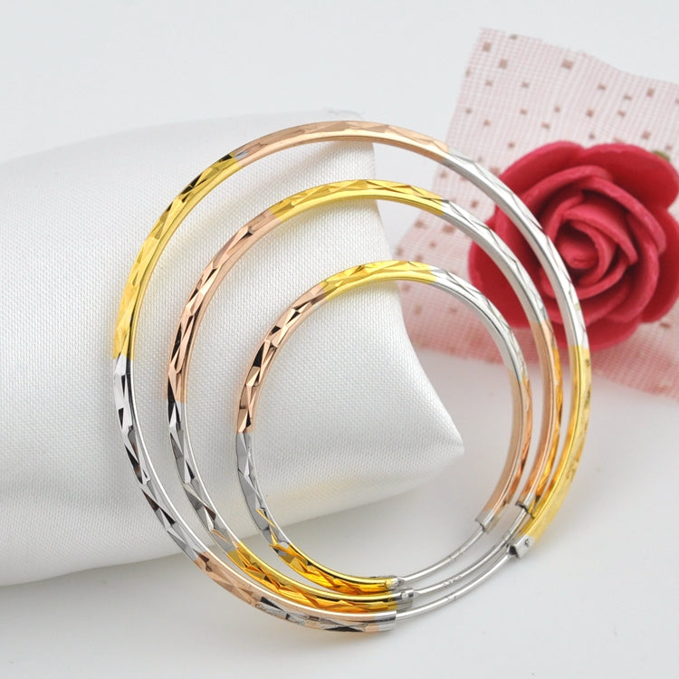 Tri-color Silver Earrings Female 925 Sterling Silver Color Gold-plated Ear Hoop Earrings