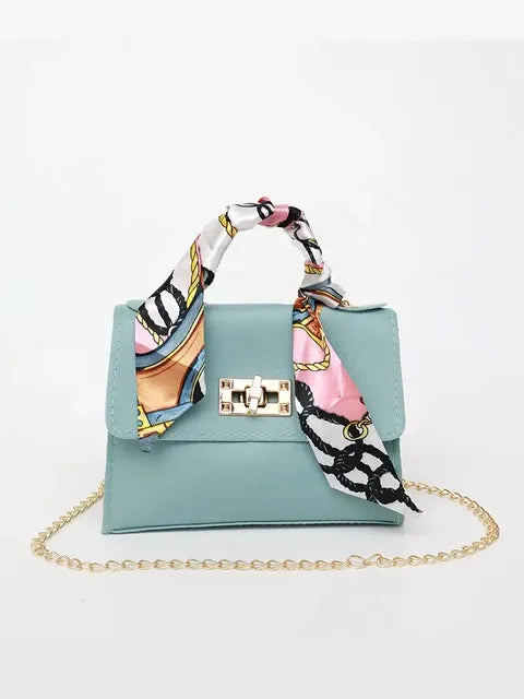 Women’s Simple Solid Color Handbag with Silk Scarf