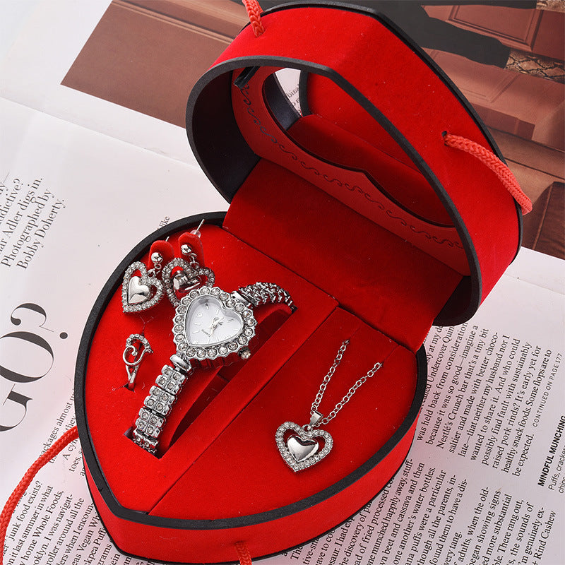 Heart-Shaped Watch Set in a Heart-Shaped Gift Box