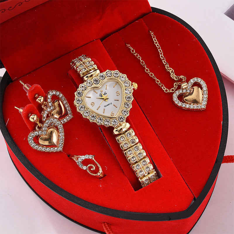 Heart-Shaped Watch Set in a Heart-Shaped Gift Box
