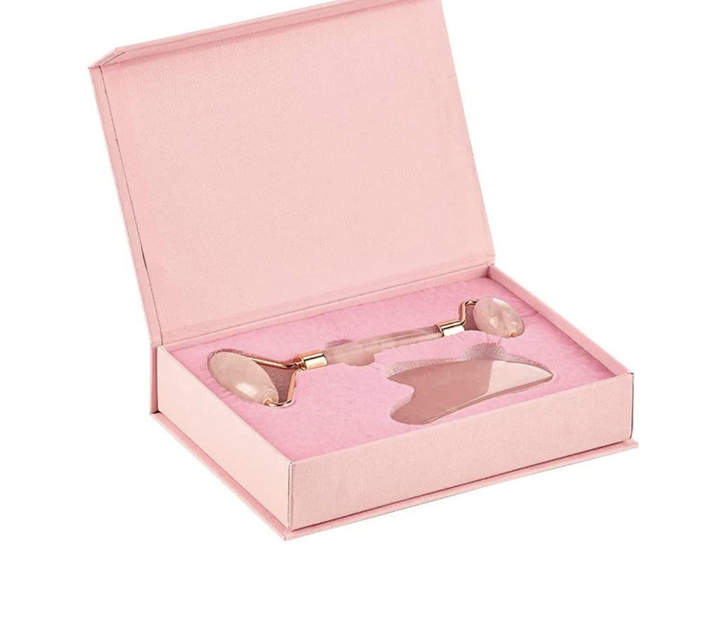 Face Roller Skin Care - Jade Roller Gua Sha Set Rose Quartz Face Roller | Ultimate Facial Skin Care Products & Beauty Products Tools | Jade Facial Roller for Face and Eye Massager