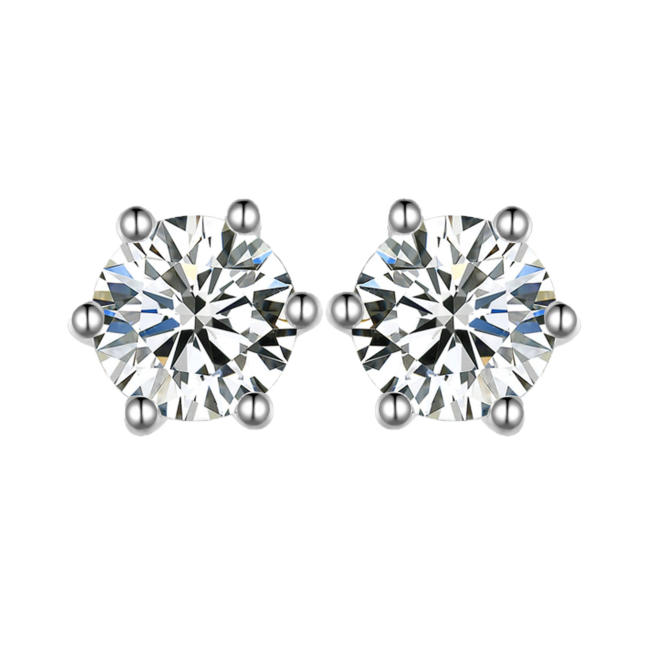 S925 Silver Six-Prong Moissanite Earrings Minimalist Design For Women