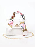 Women’s Simple Solid Color Handbag with Silk Scarf
