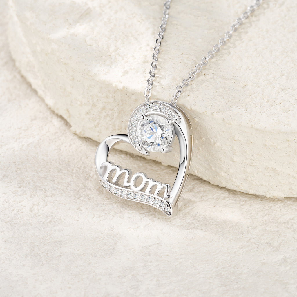 1 Carat Silver Necklace Pendant Set With Top Grade Moissanite, Made Of S925 Silver Plated Platinum.