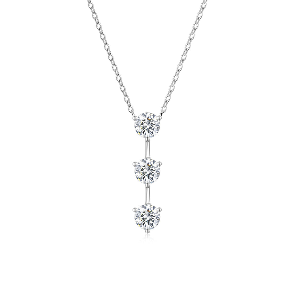 1 Carat Silver Necklace Pendant Set With Top Grade Moissanite, Made Of S925 Silver Plated Platinum.