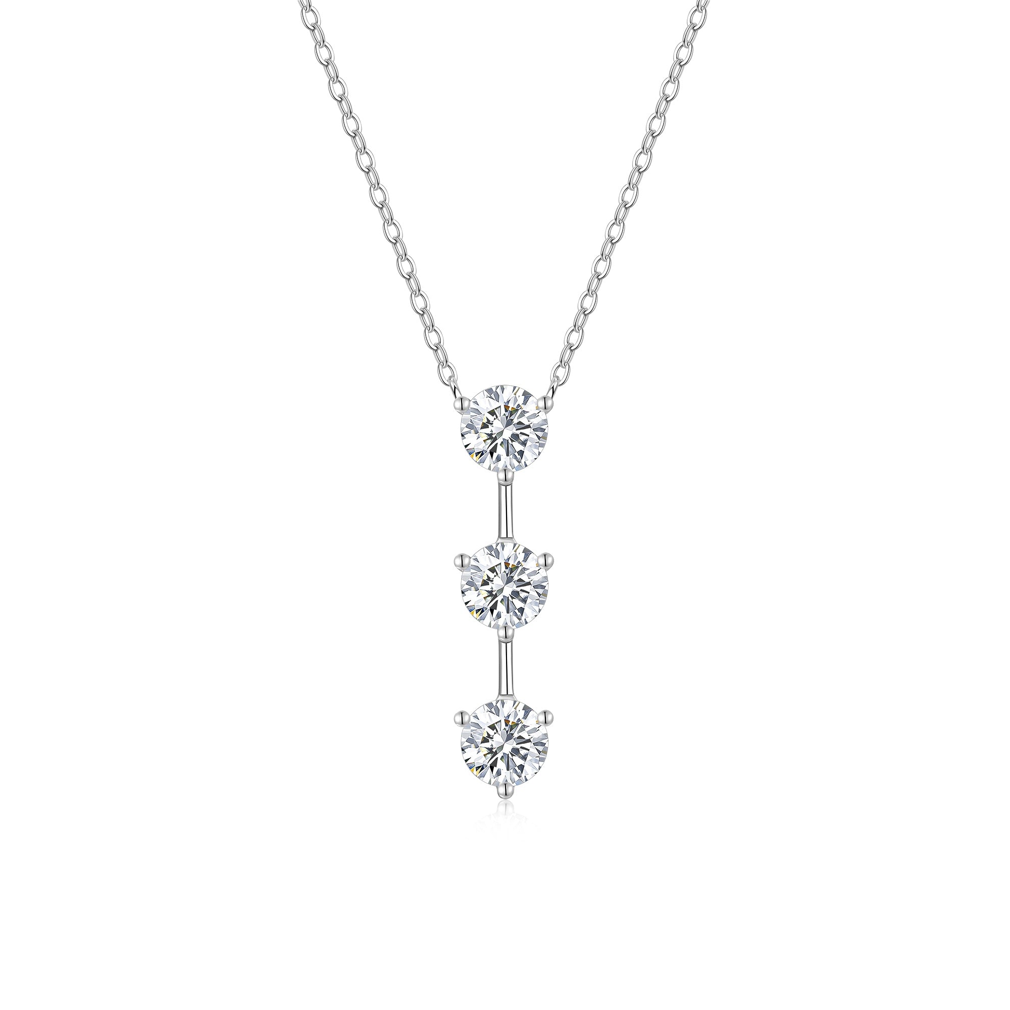 1 Carat Silver Necklace Pendant Set With Top Grade Moissanite, Made Of S925 Silver Plated Platinum.