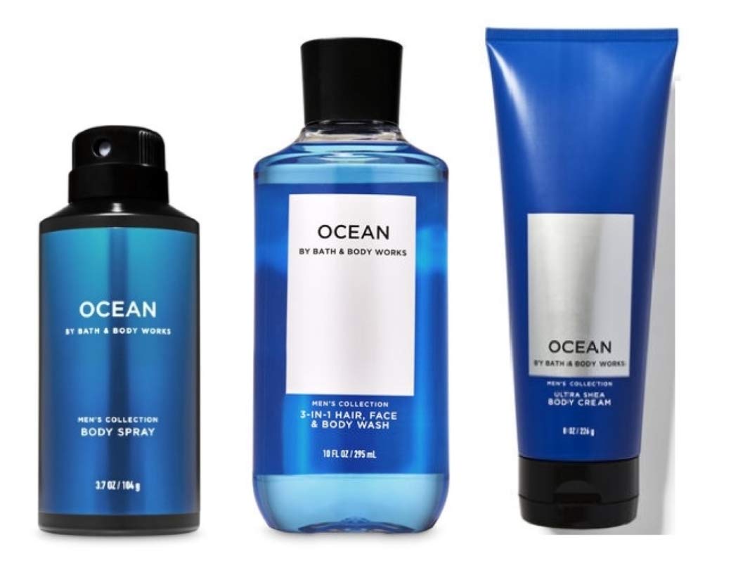 Bath and Body - Ocean - For Men - 3 pc Bundle - (2020 Edition)