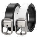 Mens Reversible Leather Belt Reversible Belt for Men Dress Belt Men Leather Belt One Belt 2 Sides Light Buckle/Black White