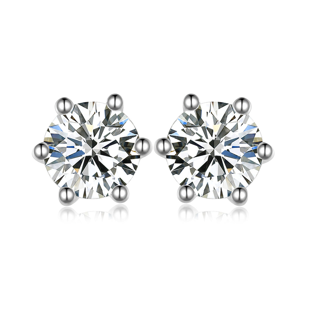 S925 Silver Six-Prong Moissanite Earrings Minimalist Design For Women