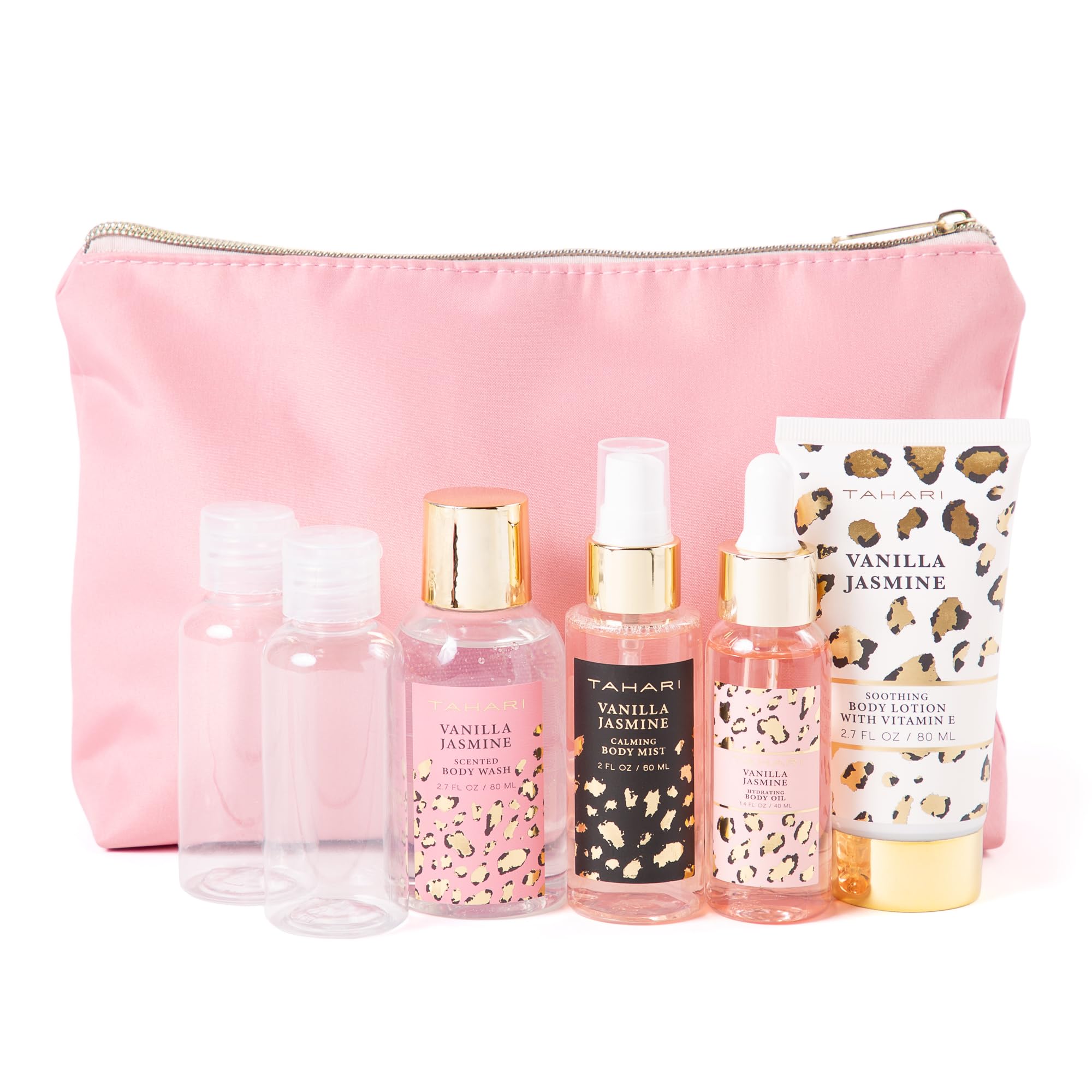 Tahari Vanilla Jasmine Spa Gift Set – Luxurious Bath Kit with Body Lotion Body Lotion Body Wash & Body Mist & Oil – Perfect Selfcare Gifts for Women (Leopard)