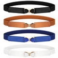 4 Pack Women Skinny Elastic Waist Belt Stretchy Thin Bow Belt Fashion Ladies Belt for Dresses Skirts Christmas Belt